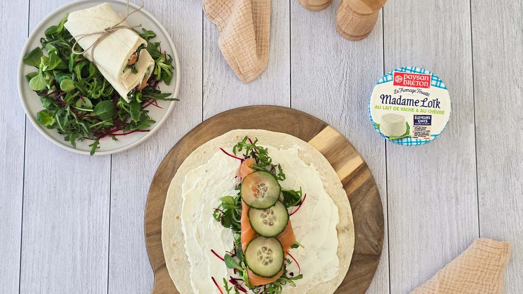 Recette wrap saumon concombre et fromage fouetté