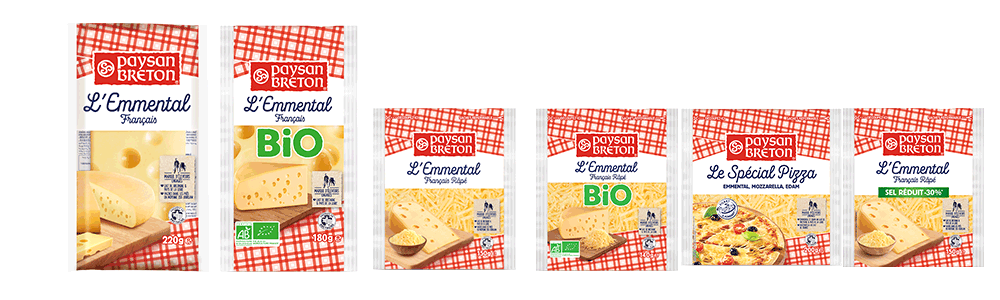gamme emmental râpé et portion paysan breton