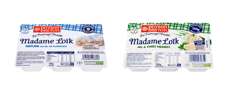 gamme fromages fouettés madame loik en portions paysan breton