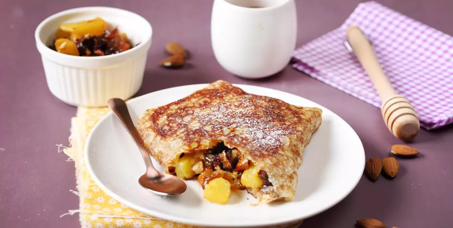 Recept van Pastilla van pannenkoeken met vanille en ananas