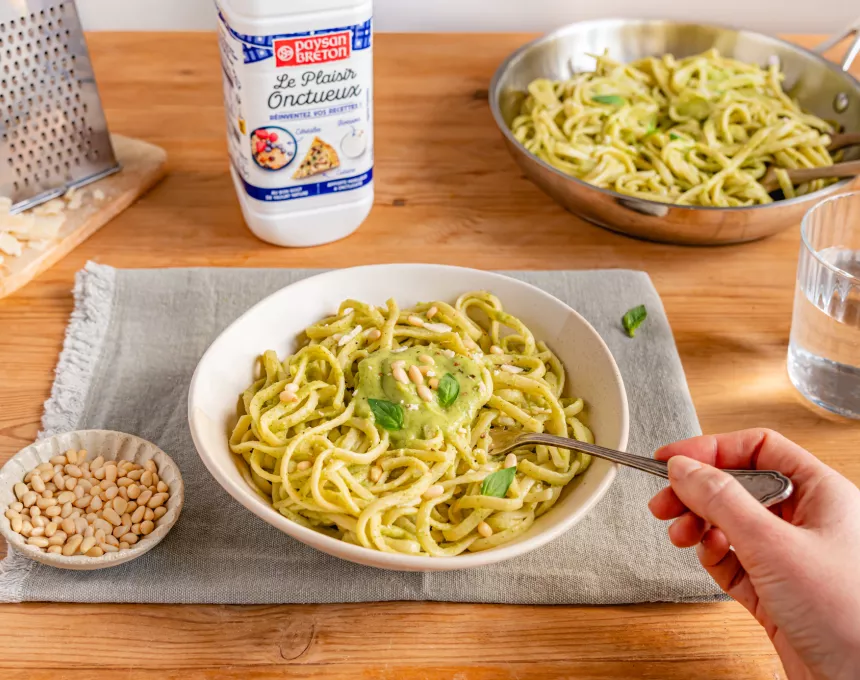 Linguines à la crème de courgettes plaisir onctueux paysan breton