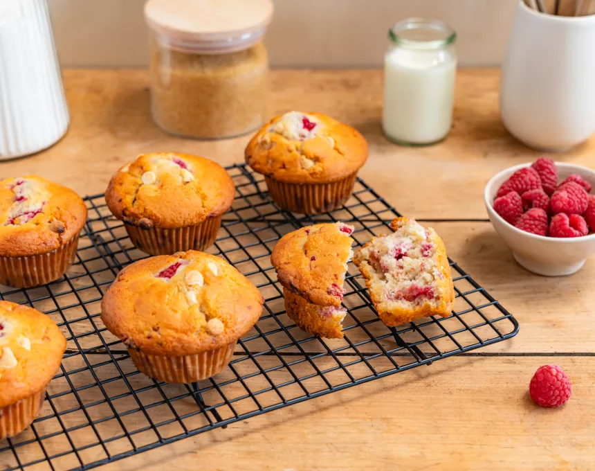 Muffins framboises et chocolat blanc plaisir onctueux paysan breton