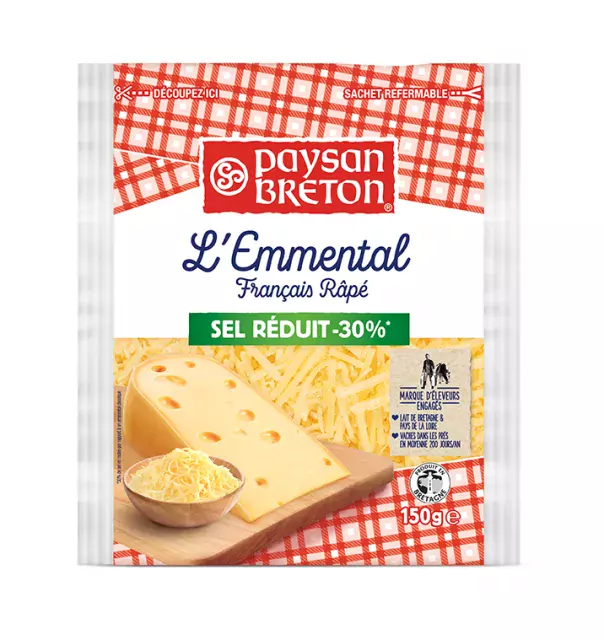 L'Emmental râpé sel réduit de 30 % Paysan Breton