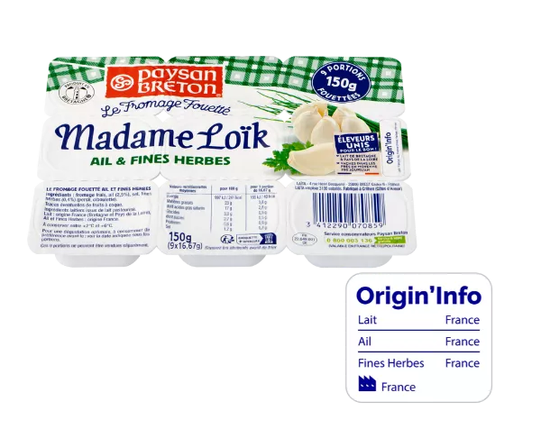 fromage fouette ail et fines herbes portions