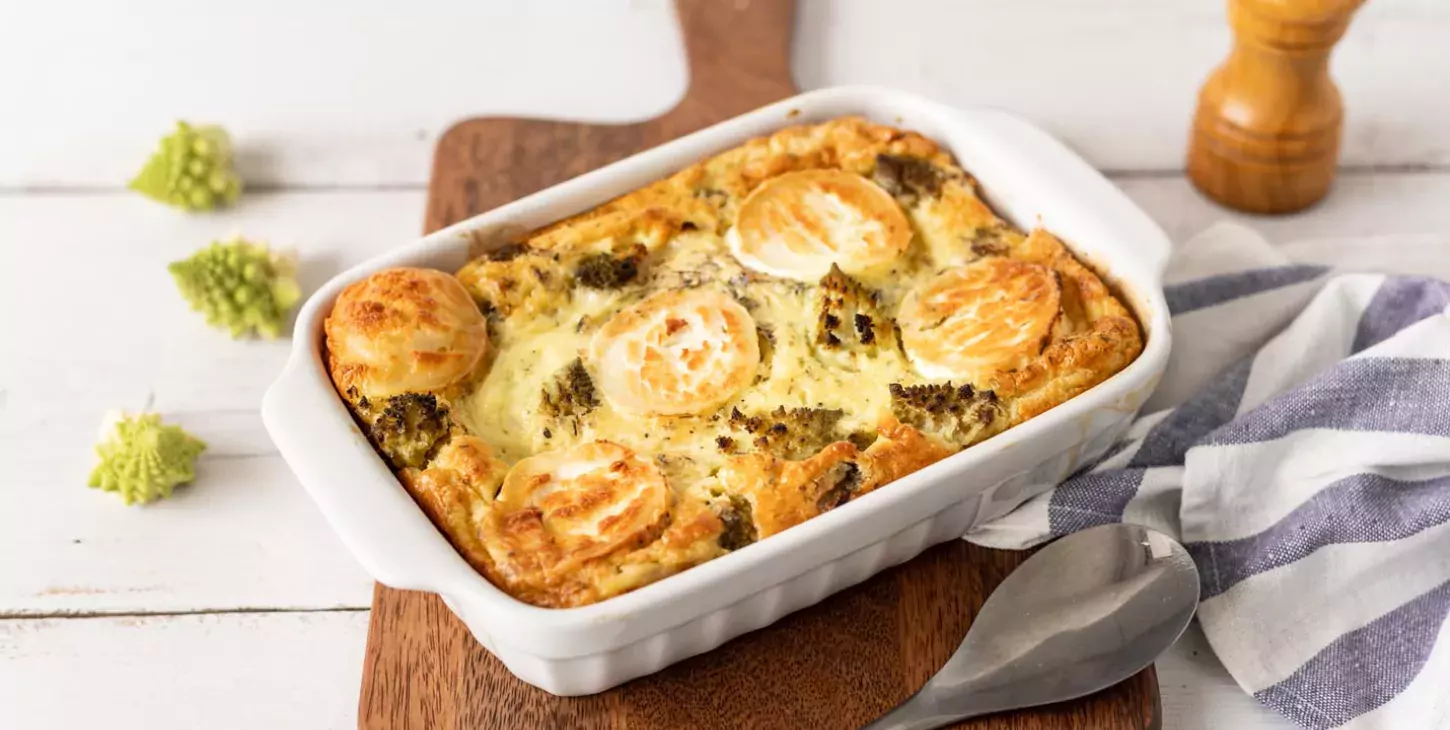 Clafoutis au chou romanesco et chèvre