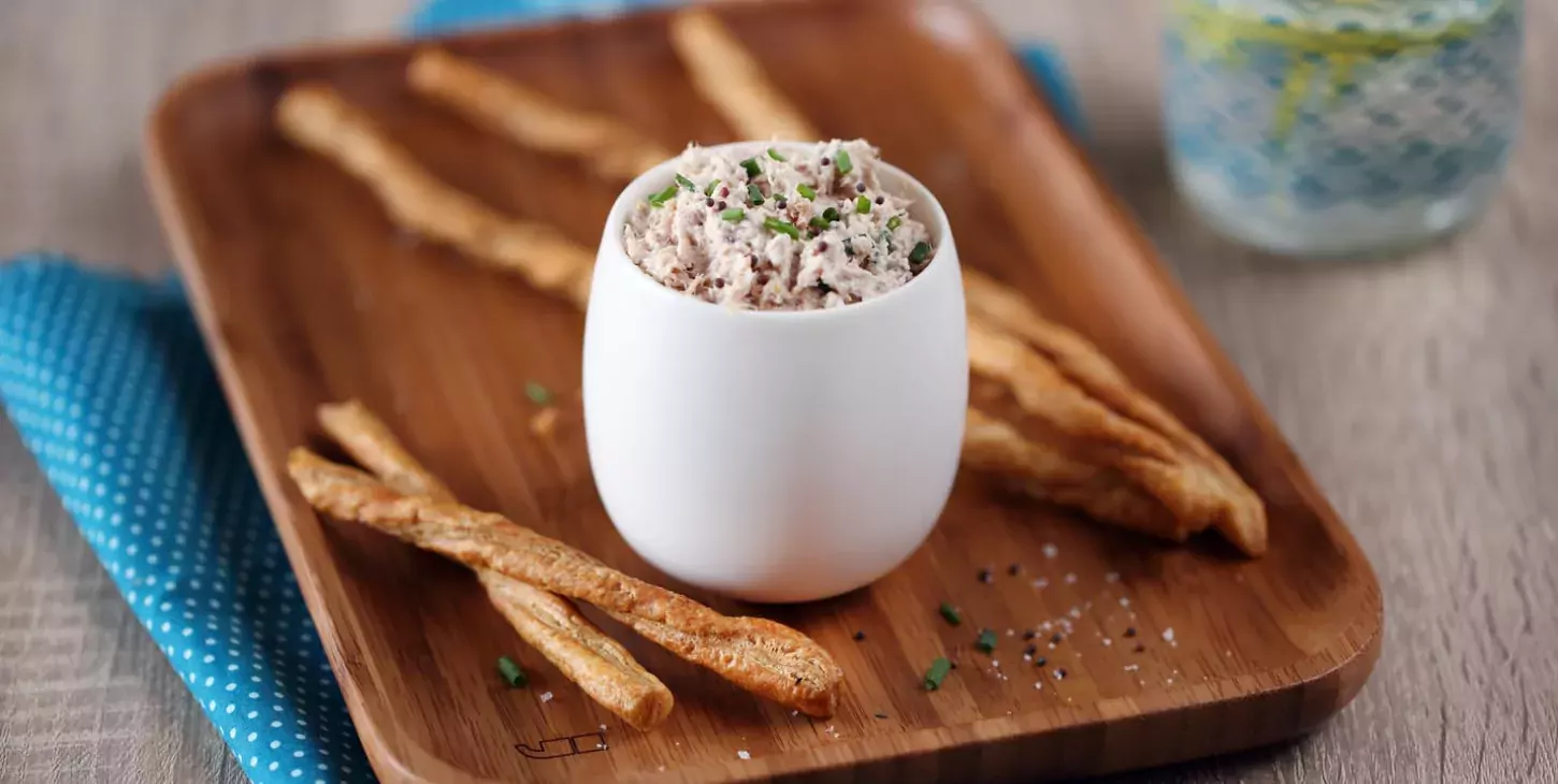 Tuna Rillettes with Whipped Cheese and wholegrain Mustard