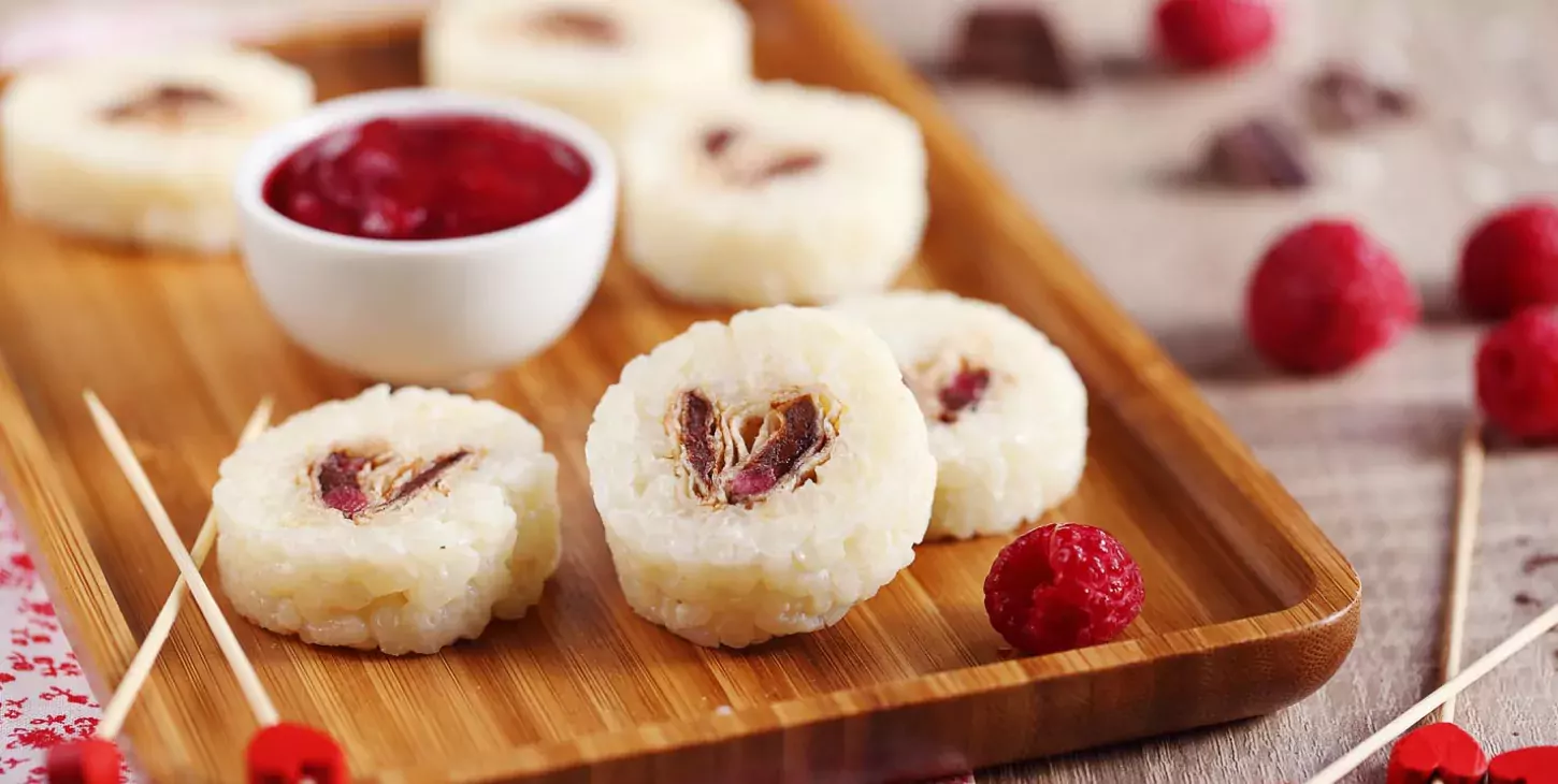 Sushi sucré chocolat framboise