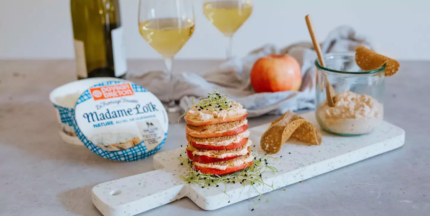 Millefeuille de rillette de Saumon au Fromage Fouetté et pommes