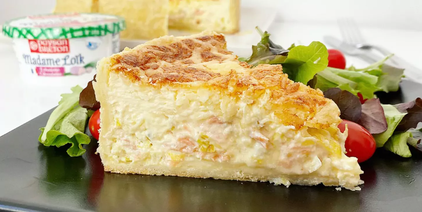 Quiche saumon poireaux et Fromage Fouetté Échalote Ciboulette