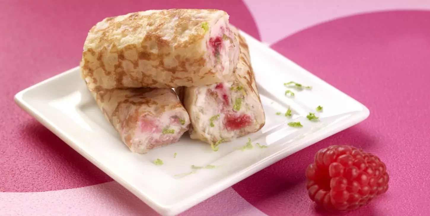 Pannenkoeken met Mascarpone, frambozen en limoen