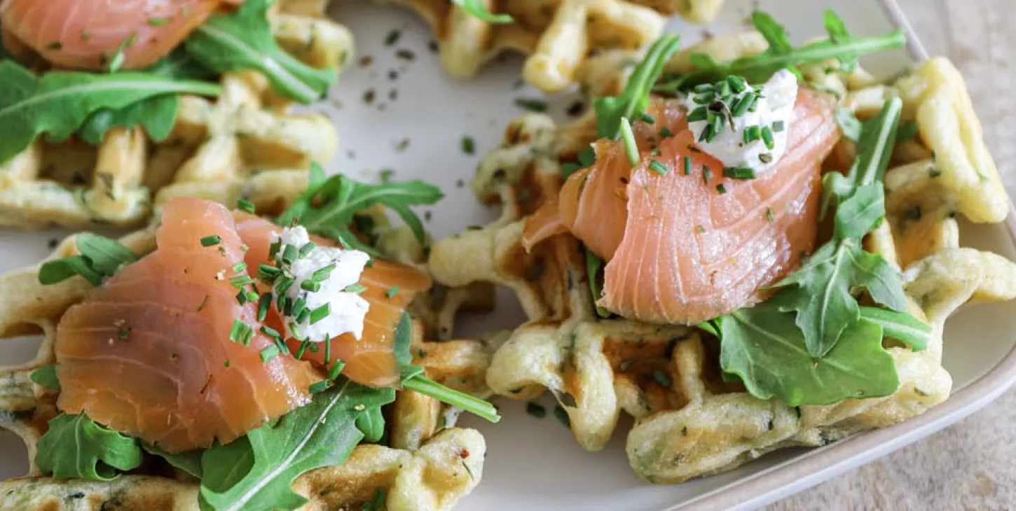 Zucchini and Salmon Waffles