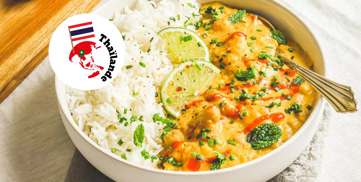 Curry de crevettes au Lait Ribot, crème de coco et riz basmati