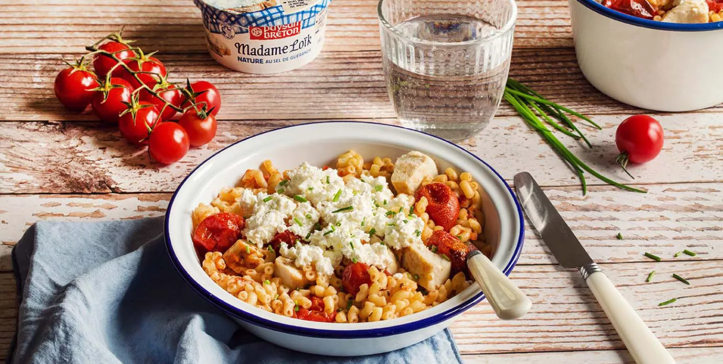 coquillettes tomate poulet madame loik fromage fouetté paysan breton