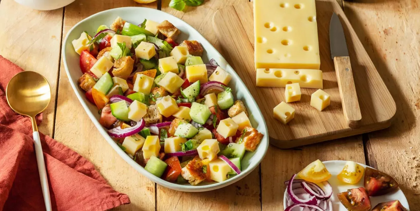 Salade panzanella emmental paysan breton