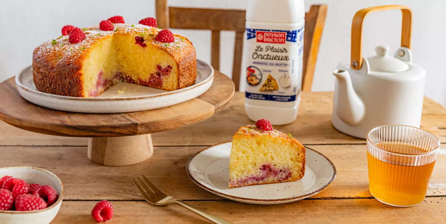 Gâteau aux framboises et citron vert plaisir onctueux paysan breton