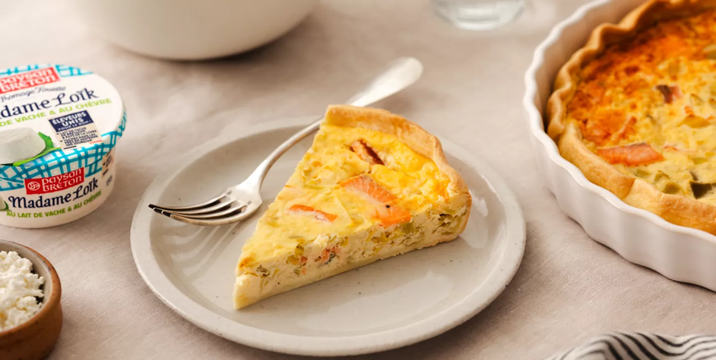 Recette quiche poireaux saumon fromage fouetté madame loik paysan breton